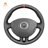 MEWANT Hand Stitch Black Leather Suede Car Steering Wheel Cover for Renault Clio 3 2005-2012