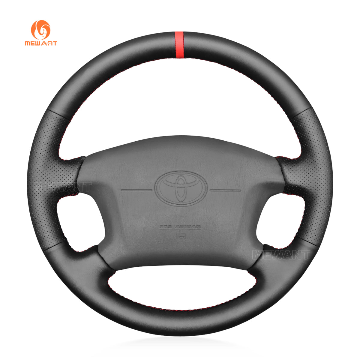 MEWANT Hand Stitch Black Leather Suede Car Steering Wheel Cover for Toyota 4Runner Camry Corolla Sienna Tundra