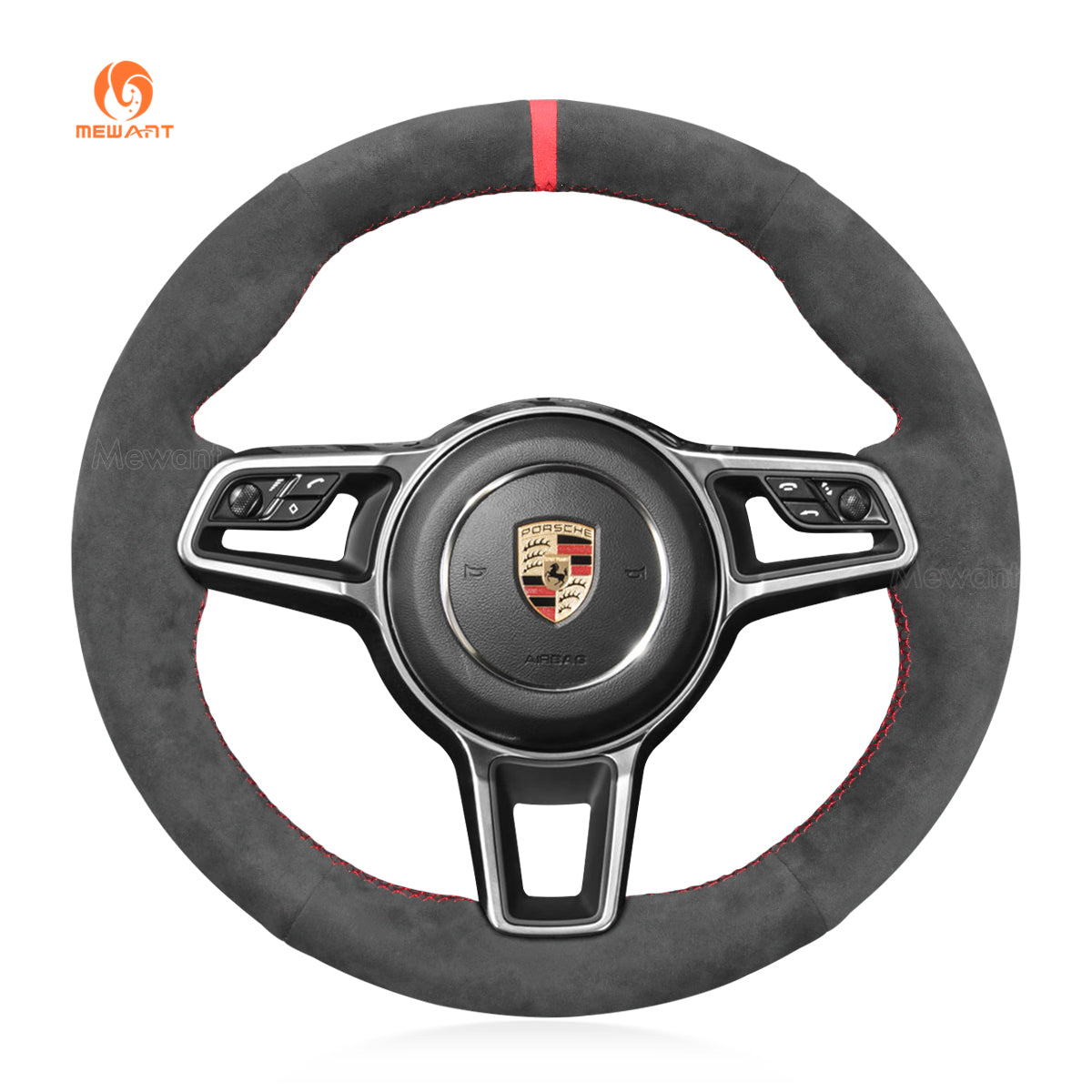 MEWANT Alcantara Car Steering Wheel Cover for Porsche 911 718 Boxster Cayman 718 Spyder 918 Spyder Cayenne Macan Panamera