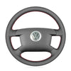 MEWANT Hand Stitch Black Leather Car Steering Wheel Cover for Volkswagen VW Caddy 2003-2006 / Caravelle 2003-2009 / T5 2003-2008