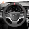 MEWANT Hand Stitch Black Suede Car Steering Wheel Cover for Hyundai Solaris 2017-2020 / Elantra 4 2016-2017 / Accent 2018-2020