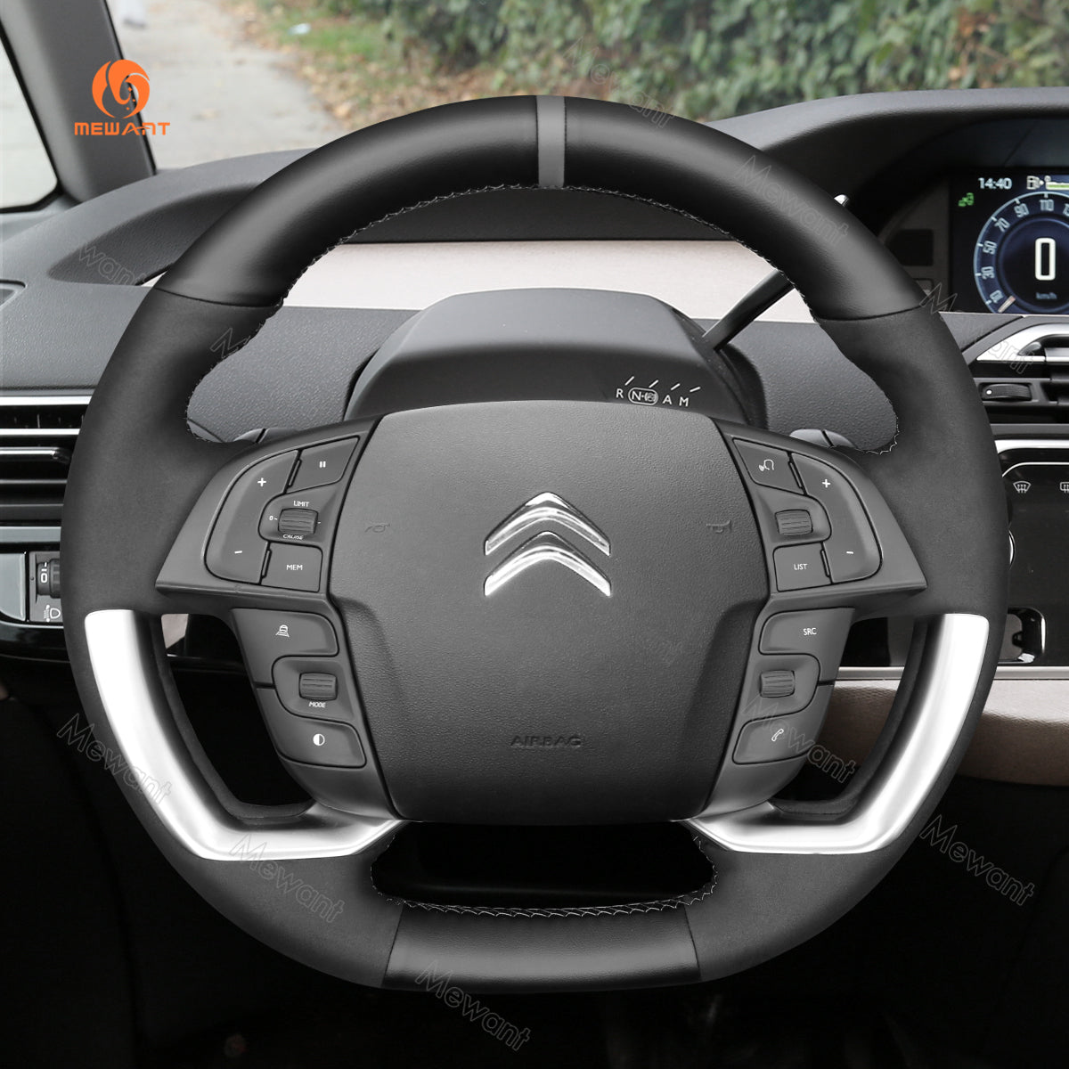 MEWANT Hand Stitch Car Steering Wheel Cover for Citroen C4 / C4 Picasso / Grand C4 Picasso / C4 SpaceTourer / Grand C4 SpaceTourer