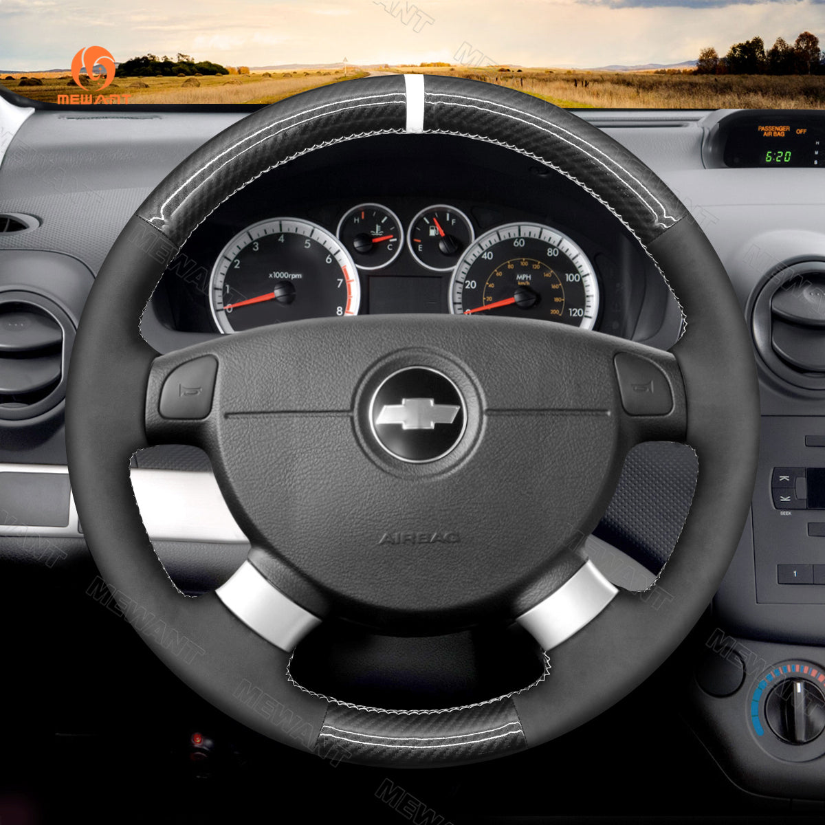 Car Steering Wheel Cover for Chevrolet (Chevy) Aveo 2004-2011/ Kalos 2003-2009 / Lacetti 2004-2009 / Nubira 2006-2010 / for Pontiac G3 2009 /  for Holden Barina 2005-2011 / Viva 2005-2008