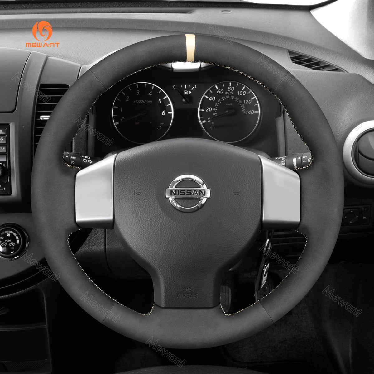 MEWANT Hand Stitch Car Steering Wheel Cover for Nissan Note