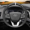 MEWANT Hand Stitch Black Suede Carbon Fiber Car Steering Wheel Cover for Hyundai ix25 2014-2016 / Creta 2016 2017