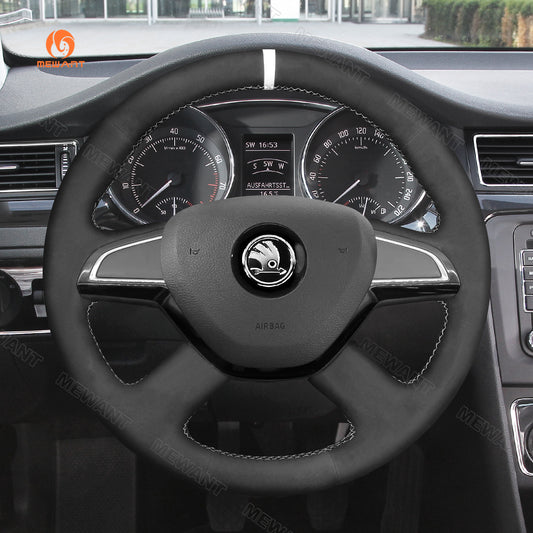 Car steering wheel cover for Skoda Citigo 2013 / Fabia 2013 / Superb 2013-2015 / Roomster 2013-2014 / Rapid 2012-2013 / Octavia 2013-2015