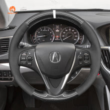 Load image into Gallery viewer, MEWANT Hand Stitch Black Carbon Fiber Suede Car Steering Wheel Cover for Acura TLX 2015-2020
