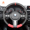 MEWANT Red Carbon Fiber Black Leather Car Steering Wheel Cover for BMW M Sport F30 F31 F34 F10 F11 F07 / F12 F13 F06 X3 F25 X4 F26 X5 F15