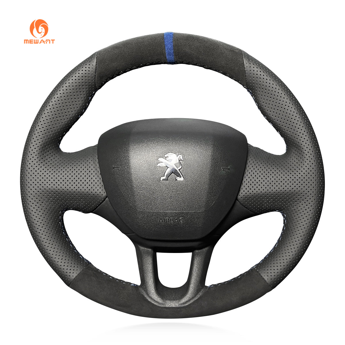 MEWANT Hand Stitch Car Steering Wheel Cover for Peugeot 208 2012-2019 / 2008 2013-2019 / 308 2013-2018 / 308 SW 2014-2017