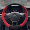 MEWANT Hand DIY Black Leather Suede Car Steering Wheel Cover for Volkswagen VW Golf 7 Golf Alltrack Golf SportWagen Jetta Passat Tiguan e-Golf Arteon Atlas