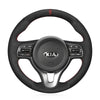 MEWANT Hand Stitch Leather Suede Carbon Fiber Car Steering Wheel for Kia Sportage 4 2016-2018 / Niro 2016-2022 / Optima 2016-2018