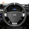 MEWANT Hand Stitch Black Suede Car Steering Wheel Cover for Hyundai Coupe 2007-2010 / S-Coupe 2009