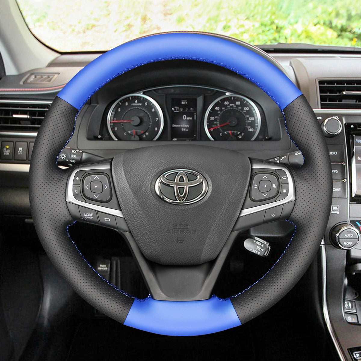 MEWANT Hand Stitch Leather Car Steering Wheel Cover for Toyota Avensis 2015-2019 / Camry 2015-2017 / Avalon 2013-2018 / Harrier 2013-2020
