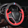 MEWANT Hand Stitch Black Leather Suede Car Steering Wheel Cover for BMW X5 F15 2013-2018 / X6 F16 2014-2019