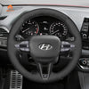MEWANT DIY Black Leather Suede Carbon Fiber Car Steering Wheel Cover for Hyundai i30 N 2018-2020 / Veloster N 2019-2021