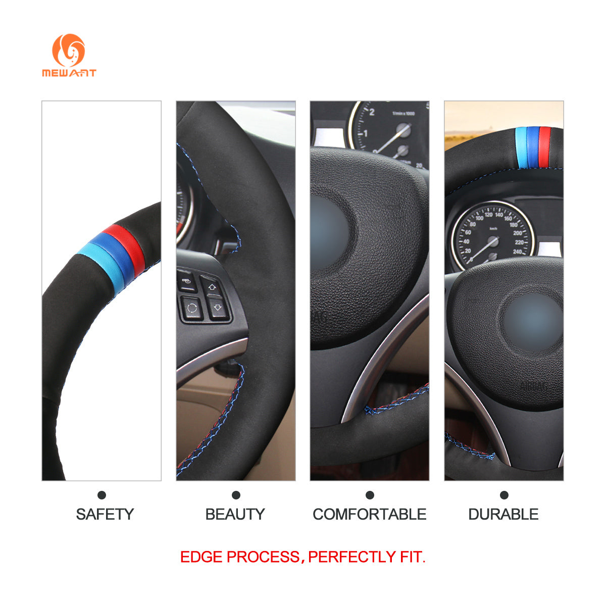 Car steering wheel cover for BMW 1 Series E81 E82 E87 E88 2008-2012 / 3 Series E90 E91 E92 E93 2006-2011