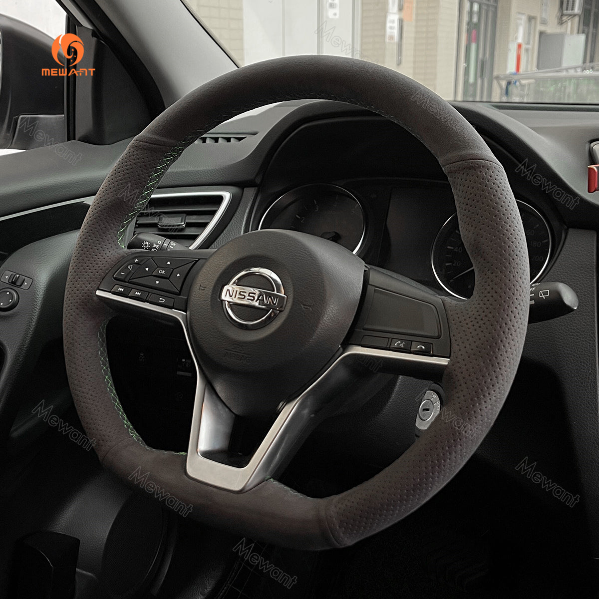 MEWANT Hand Stitch Car Steering Wheel Cover for Nissan Altima Kicks Leaf Rogue Sentra Versa