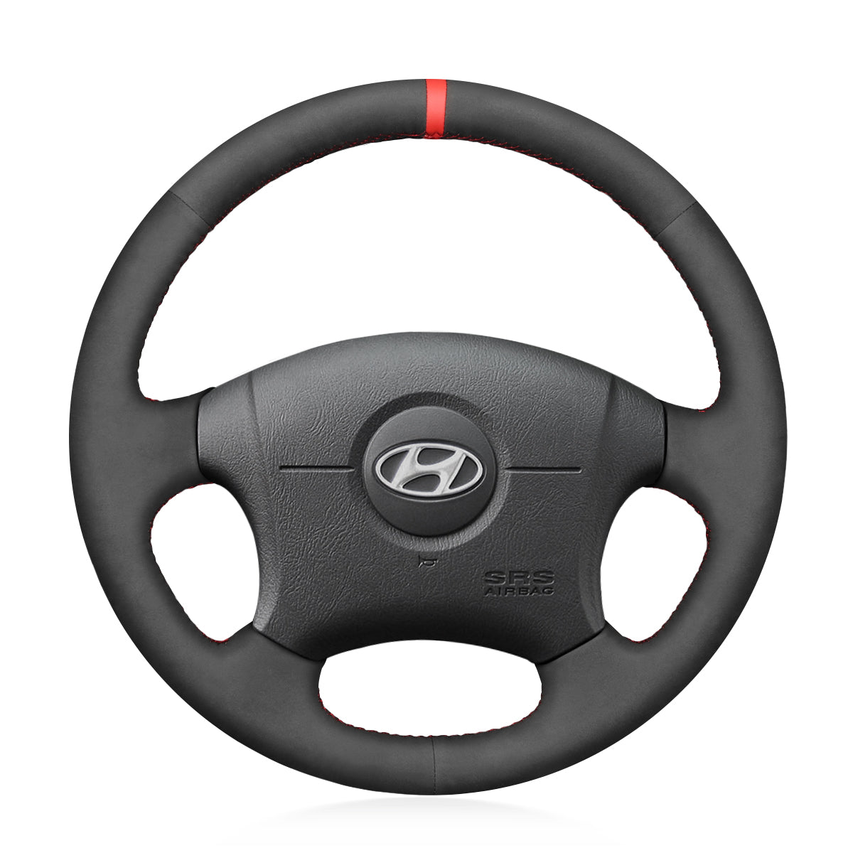 MEWANT Hand Stitch Black Suede Car Steering Wheel Cover for Hyundai Elantra 2001-2008