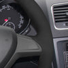 MEWANT Black Suede Car Steering Wheel Cover for Skoda Citigo 2013-2019 / Fabia 2013-2019 / Yeti 2014-2019