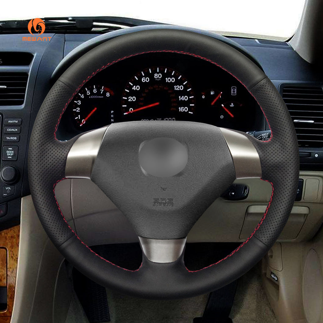 MEWANT Hand Stitch Black Leather Suede Car Steering Wheel Cover for Acura TSX 2004-2008