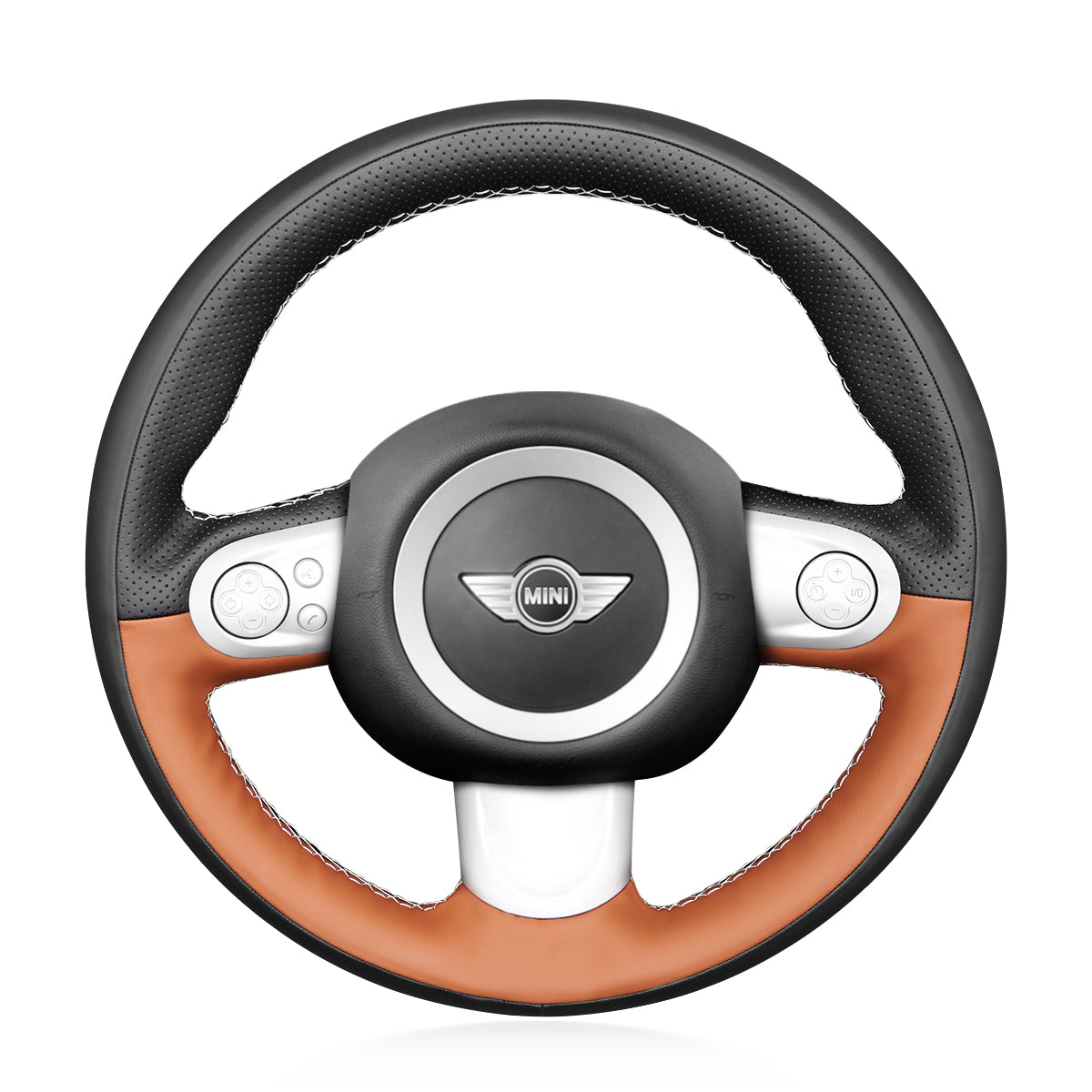 Car steering wheel cover for Mini(Hatchback/Mini R56/R57) 2006-2013 / Clubman 2007-2014 / Clubvan 2012-2014 / Convertible 2009-2015 / Countryman 2010-2015 / Coupe 2010-2016 / Paceman 2012-2017 / Roadster 2012-2015 (3-Spoke)
