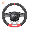 MEWANT Hand Stitch Black Leather Suede Car Steering Wheel Cover for Kia K5 Optima 2019 / Cee'd Ceed 2019 / Forte 2019