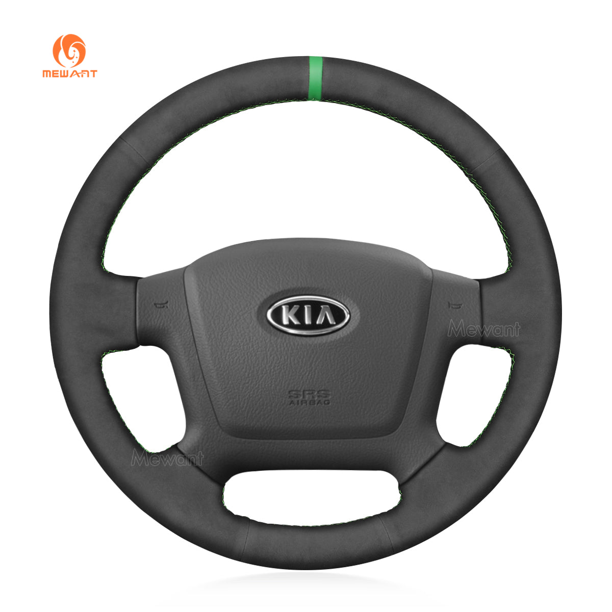 MEWANT Hand Stitch Black Suede Car Steering Wheel Cover for Kia Spectra (Spectra5) Cerato Soul
