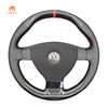 NEWANT Hand Stitch Black Leather Suede Carbon Fiber Car Steering Wheel Cover for Volkswagen VW EOS MK5 2005-2008