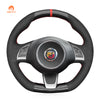 MEWANT Black Leather Car Steering Wheel Cover for Fiat Abarth 500 500C 595 595C