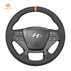 MEWANT Hand Stitch Black Suede Car Steering Wheel Cover for Hyundai Sonata (4-Spoke)