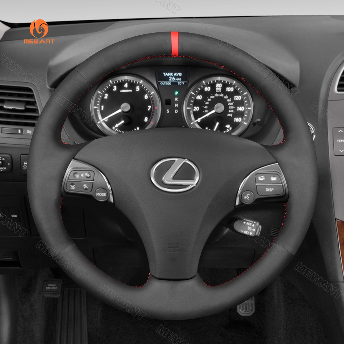 MEWANT Hand Stitch Black Suede Car Steering Wheel Cover for Lexus ES240 ES250 ES300 ES350 2007-2012 / GS350 GS450h GS460 2009 2010