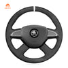 MEWANT Hand Stitch Black Suede Car Steering Wheel Cover for Skoda Citigo Fabia Superb Roomster Rapid Octavia