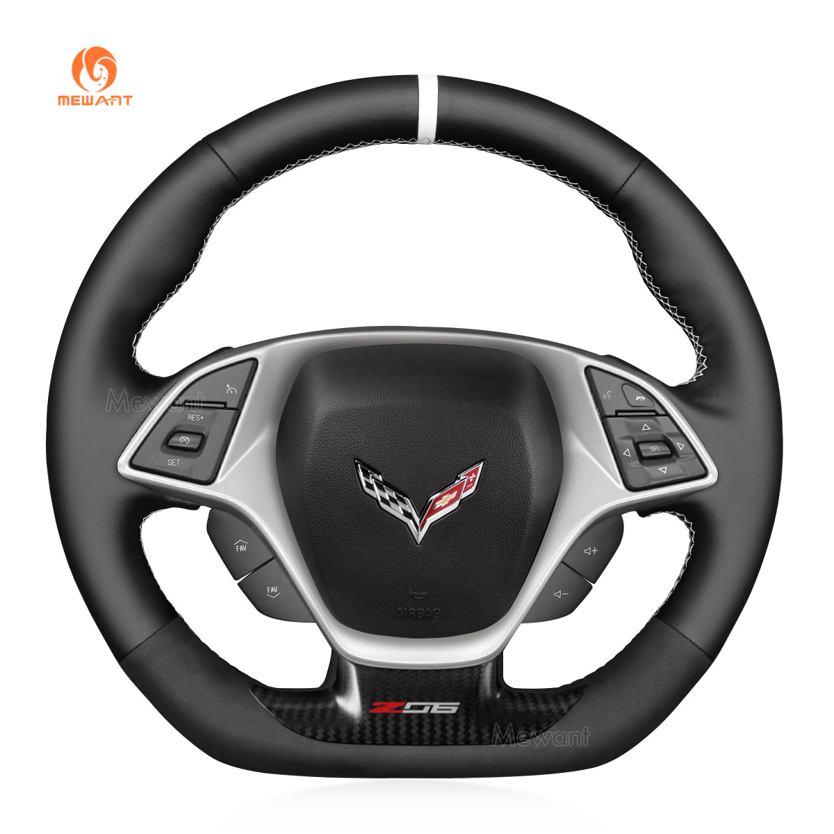 MEWANT Hand Stitch Car Steering Wheel Cover for Chevrolet Corvette (C7) 2015-2020
