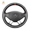 MEWANT Hand Stitch Black PU Leather Real Genuine Leather Car Steering Wheel Cover for Mercedes Benz W639 Viano Vito Valente