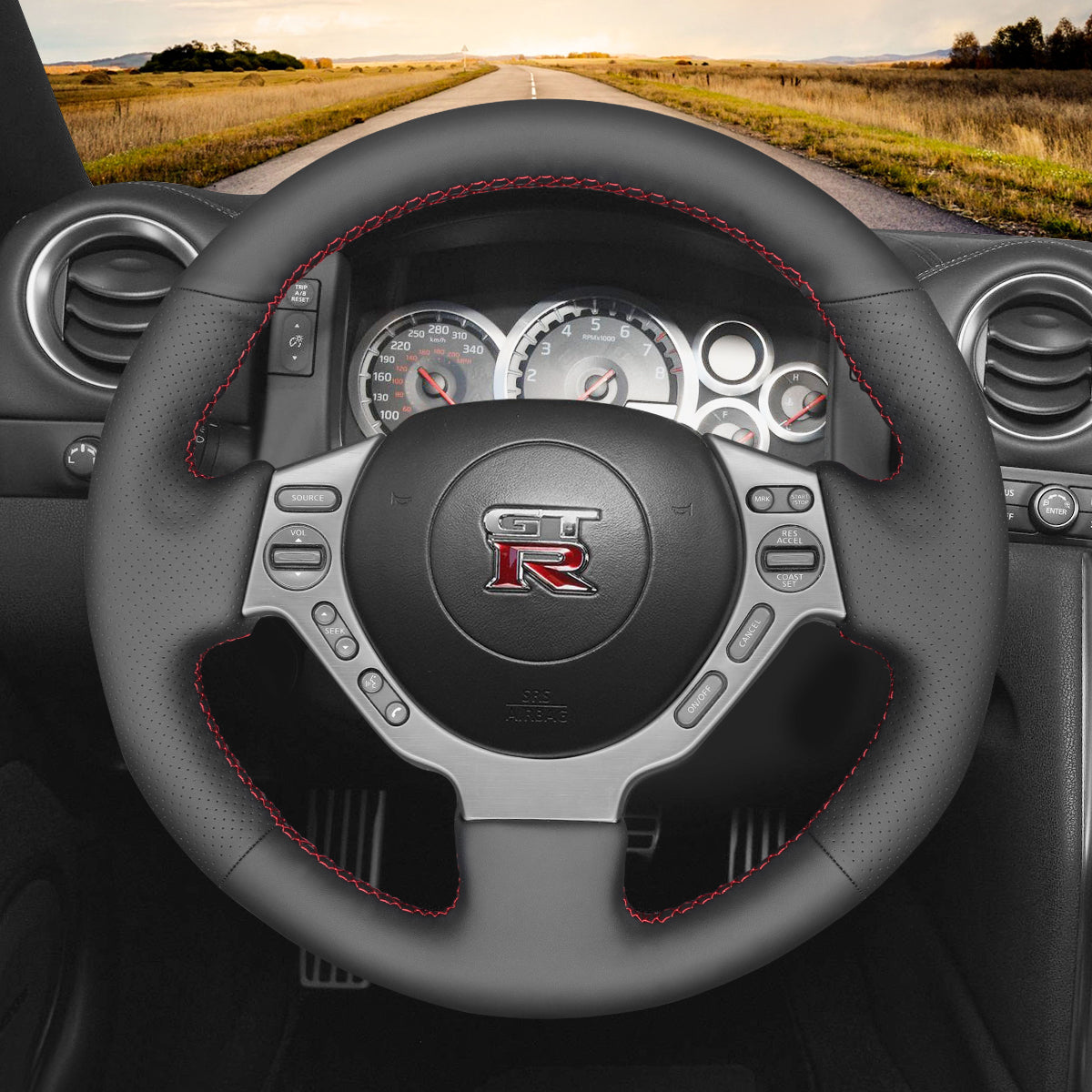 Car steering wheel cover for Nissan GTR GT-R (Nismo) 2008-2016