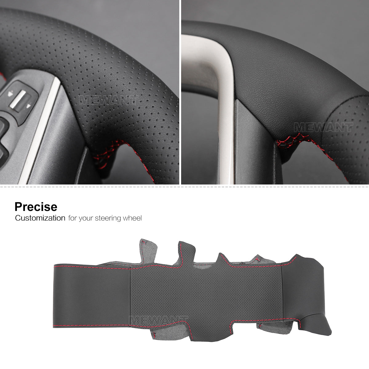 MEWANT Hand Stitch Black Leather Car Steering Wheel Cover for Buick Lacrosse 2010-2013 / Regal 2011-2013 / for Chevrolet Equinox 2010-2016