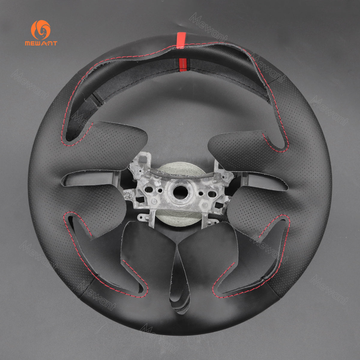 MEWANT Hand Stitch Black Leather Car Steering Wheel Cover for Honda Fit 2014 / Vezel 2015-2017