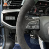 MEWANT Hand Stitch Dark Grey Alcantara Car Steering Wheel Cover for Audi Q3 2018-2019 / Q5 SQ5 2017-2019 / Q7 SQ7 2015-2019 / Q8 SQ8 2018-2019