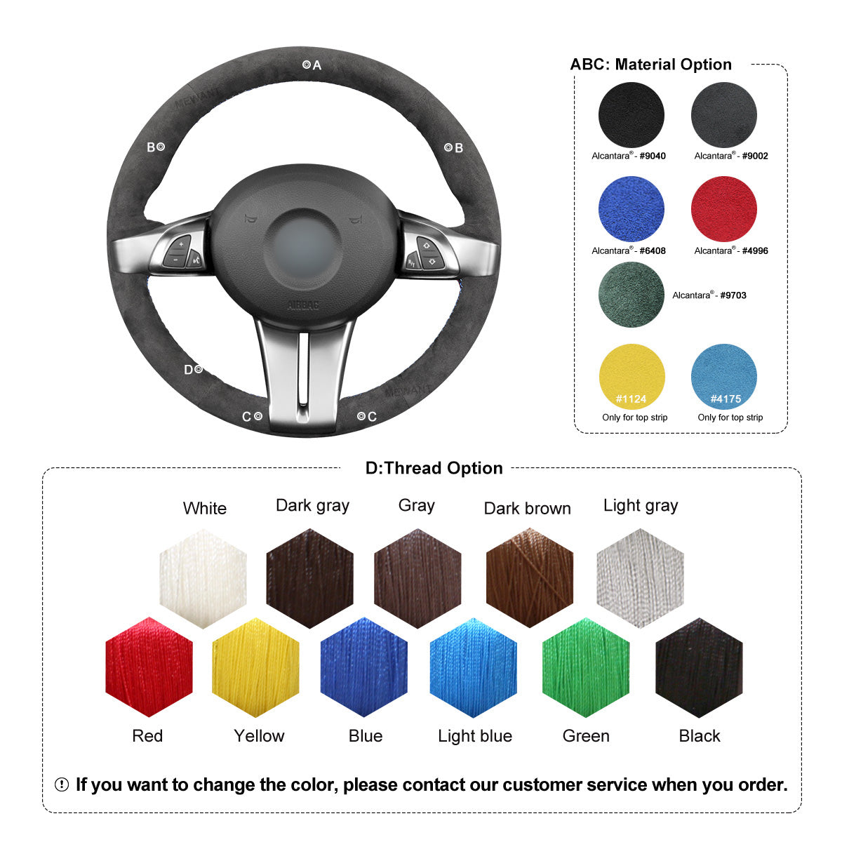 Car Steering Wheel Cover for BMW Z4 E85 (Roadster) 2003-2008 / E86 (Coupe) 2005-2008