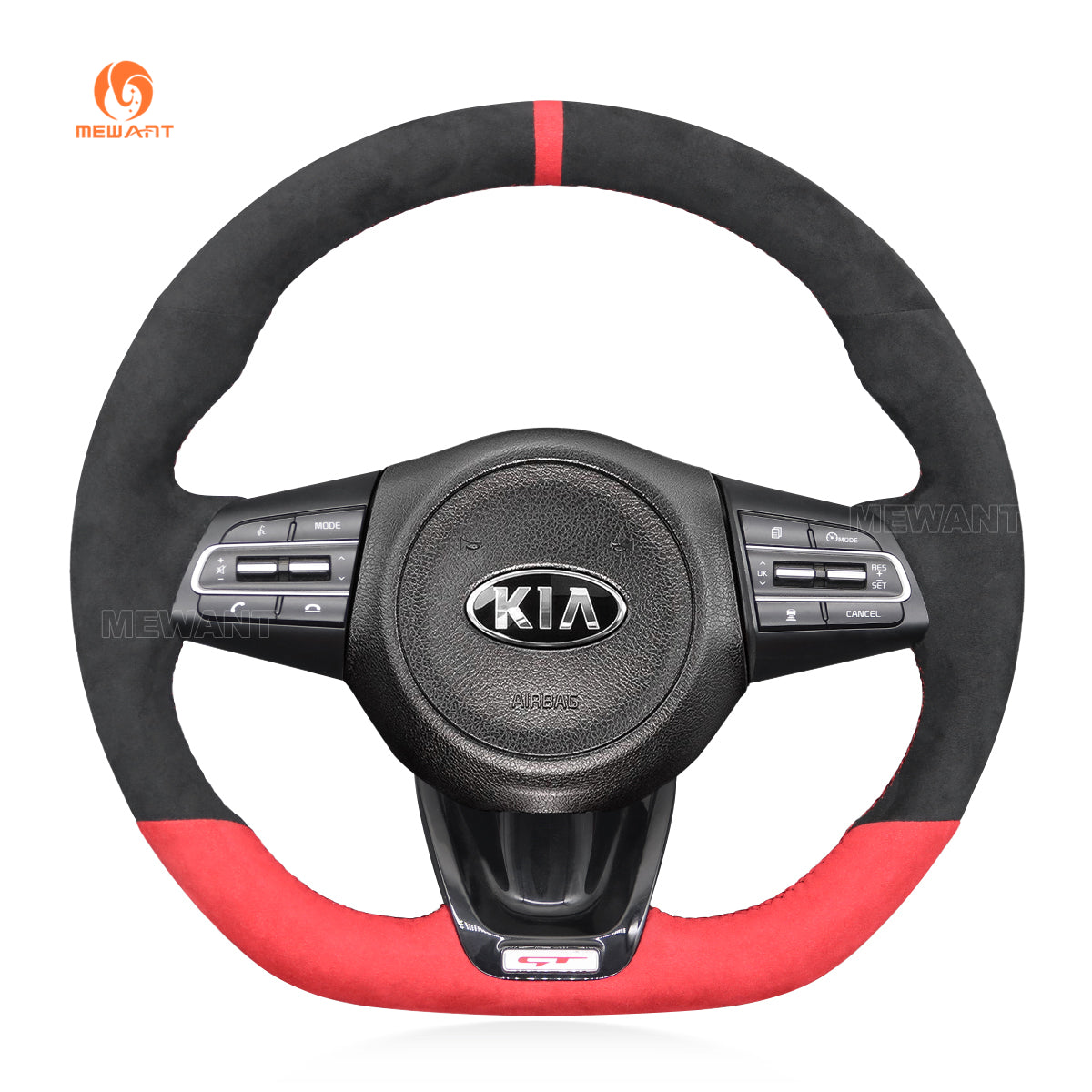 MEWANT Dark Grey Alcantara Car Steering Wheel Cover for Kia Stinger 2017 2018 2019 2020