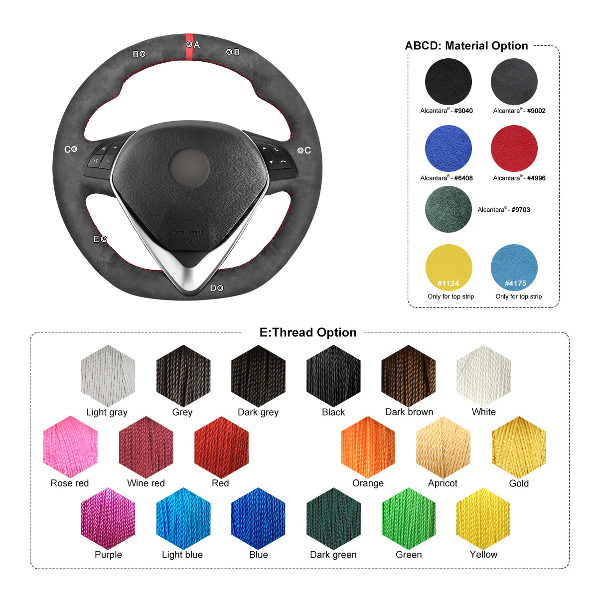 MEWANT Hand Stitch Dark Gray Alcantara Car Steering Wheel Cover for Alfa Romeo Giulietta 2014-2021