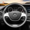 MEWANT Black Matter Carbon Fiber Black Leather Car Steering Wheel Cover for Mercedes Benz S-Class W222 2013-2017