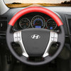 MEWANT Hand Stitch Black Leather Suede Carbon Fiber Car Steering Wheel Cover for Hyundai Veracruz 2007-2012 ix55 2009-2013