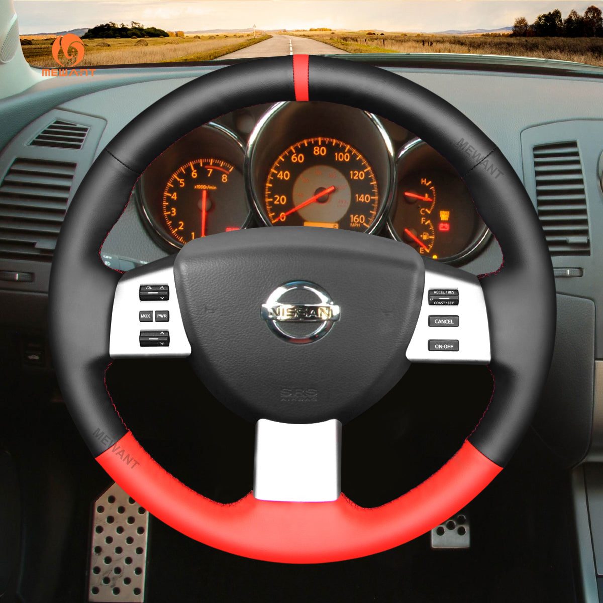 MEWANT DIY Black Leather Suede Car Steering Wheel Cover for Nissan Altima Maxima Murano Quest