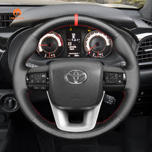 Load image into Gallery viewer,  MEWANT Hand Stitch Black Carbon Fiber Leather Car Steering Wheel Cover for Toyota Hilux 2015-2021 / Fortuner 2015-2021
