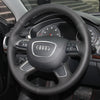 MEWANT Black Leather Suede Car Steering Wheel Cover for Audi A3 (8V) Sportback A4 (B8) Avant A6 (C7) A8 (D4) Q3 (8U) Q5 (8R) Q7 (4L)