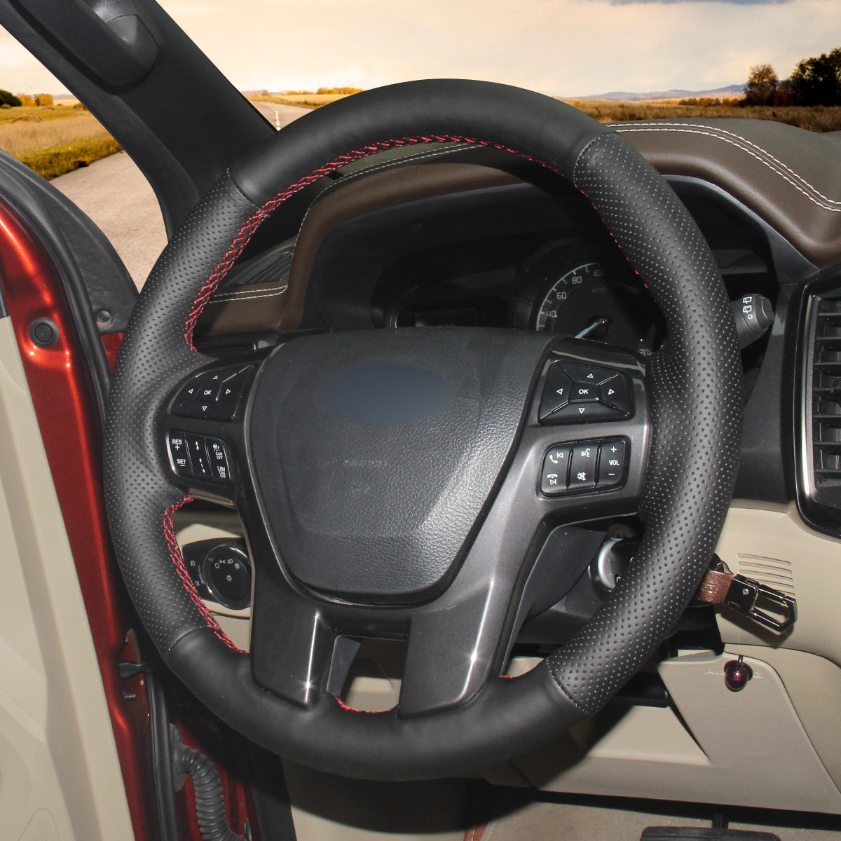 Car steering wheel cover for Ford Ranger 2016-2020