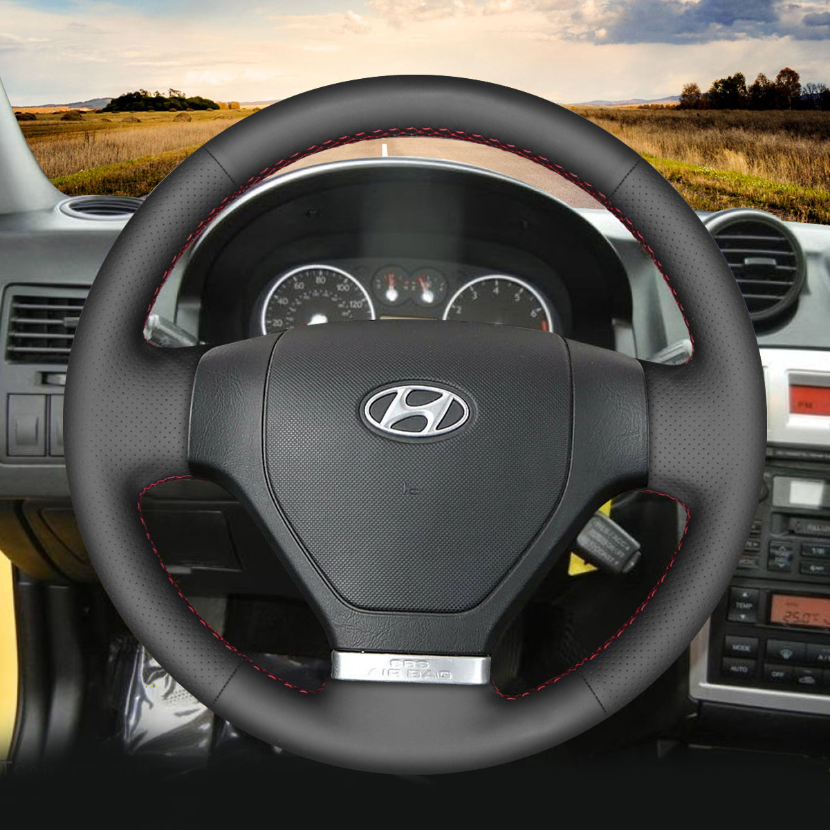 Car Steering Wheel Cover for Hyundai Coupe 2002-2007 / Tiburon 2003-2006