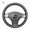 MEWANT Hand Stitch Black Real Genuine Leather Car Steering Wheel Cover for Chevrolet Corvette 2006-2011