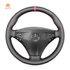 MEWANT Hand Stitch Black Leather Car Steering Wheel Cover for Mercedes-Benz C-Class W203 Kompressor 2001-2004